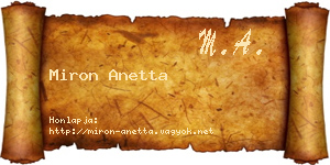 Miron Anetta névjegykártya
